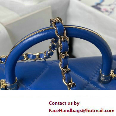 Chanel Quilted Shiny Calfskin  &  Gold-Tone Metal Small box Bag AS4470 Blue 2023